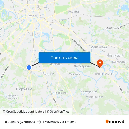 Аннино (Annino) to Раменский Район map