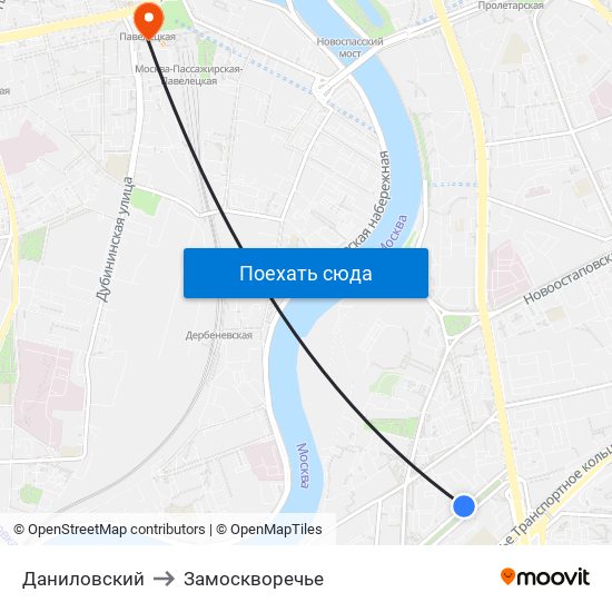 Даниловский to Замоскворечье map