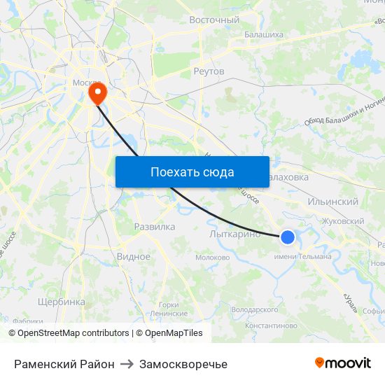 Раменский Район to Замоскворечье map