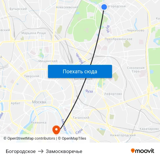 Богородское to Замоскворечье map