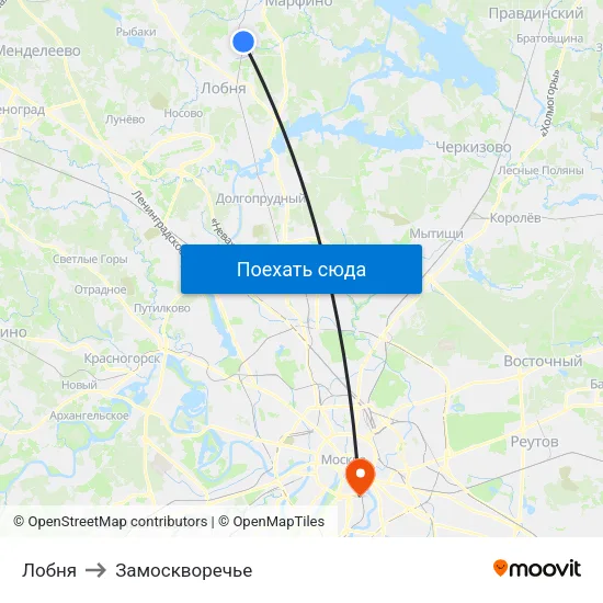 Лобня to Замоскворечье map
