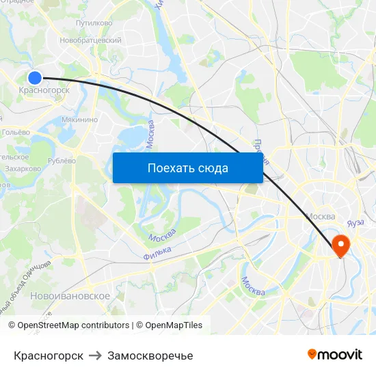 Красногорск to Замоскворечье map