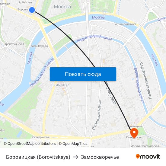 Боровицкая (Borovitskaya) to Замоскворечье map