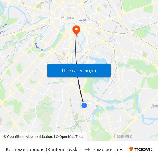 Кантемировская (Kantemirovskaya) to Замоскворечье map