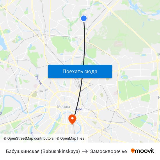 Бабушкинская (Babushkinskaya) to Замоскворечье map