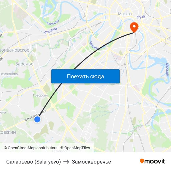 Саларьево (Salaryevo) to Замоскворечье map