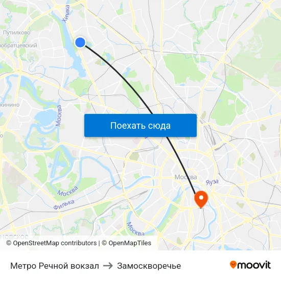Метро Речной вокзал to Замоскворечье map