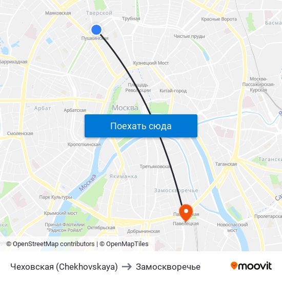 Чеховская (Chekhovskaya) to Замоскворечье map