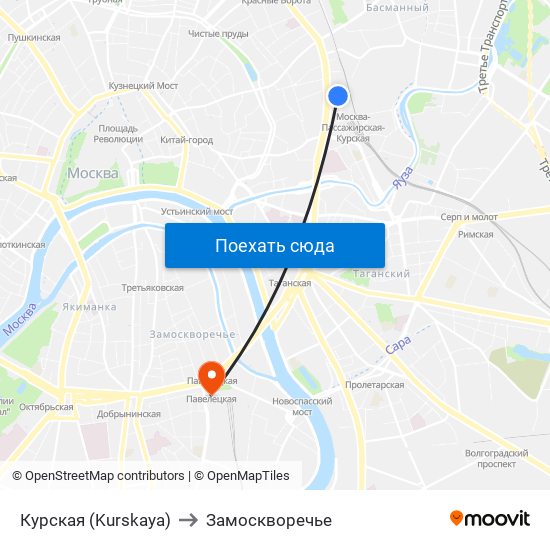 Курская (Kurskaya) to Замоскворечье map