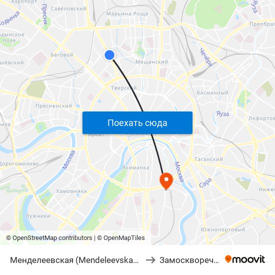 Менделеевская (Mendeleevskaya) to Замоскворечье map