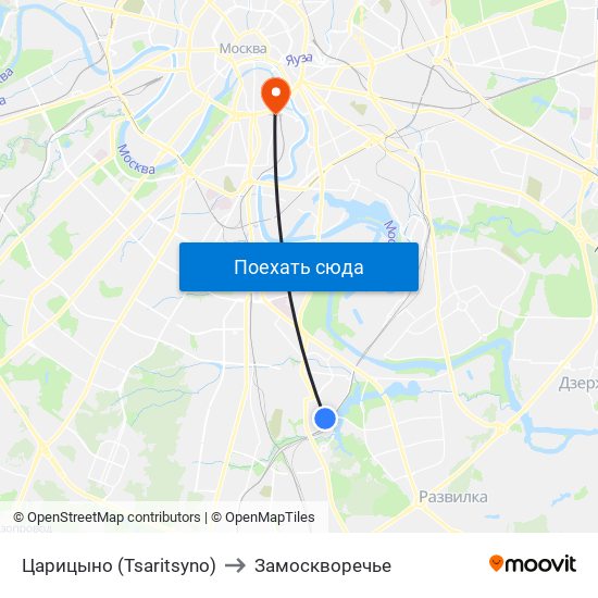 Царицыно (Tsaritsyno) to Замоскворечье map