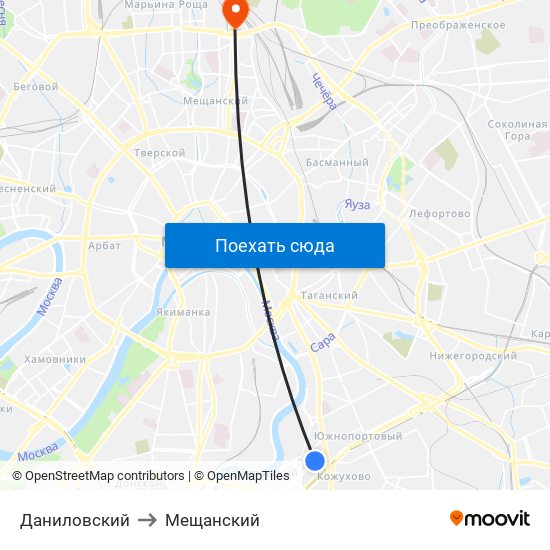 Даниловский to Мещанский map