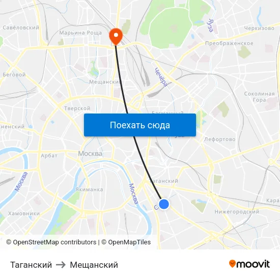 Таганский to Мещанский map