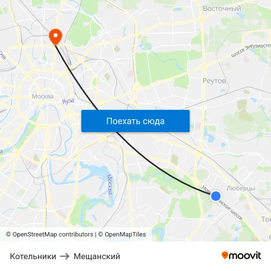 Котельники to Мещанский map