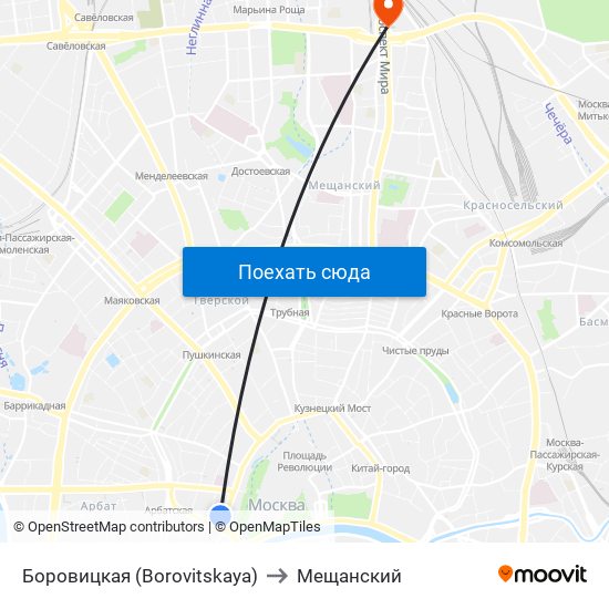 Боровицкая (Borovitskaya) to Мещанский map