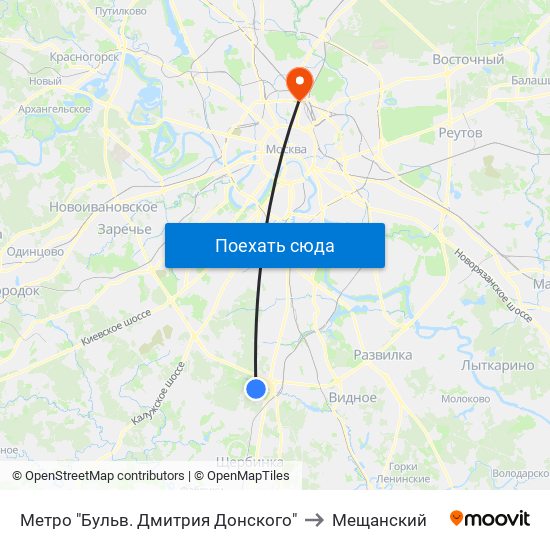 Метро "Бульв. Дмитрия Донского" to Мещанский map