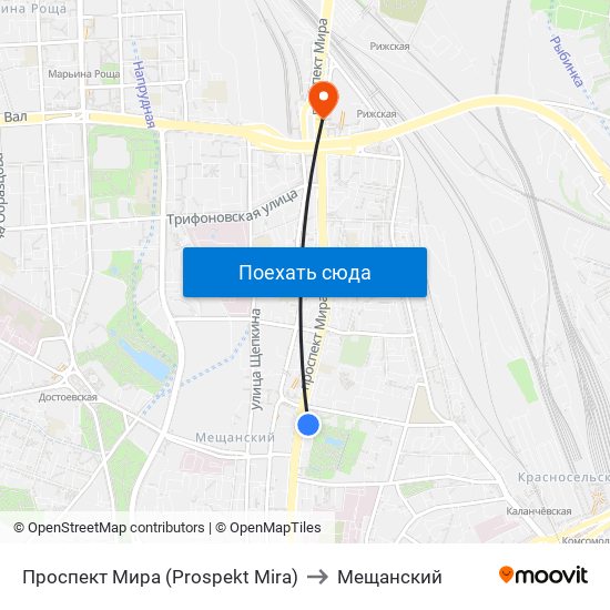 Проспект Мира (Prospekt Mira) to Мещанский map