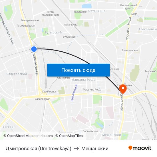 Дмитровская (Dmitrovskaya) to Мещанский map