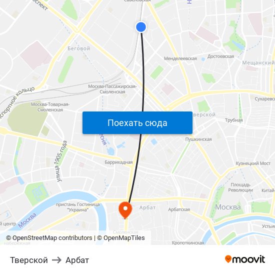 Тверской to Арбат map