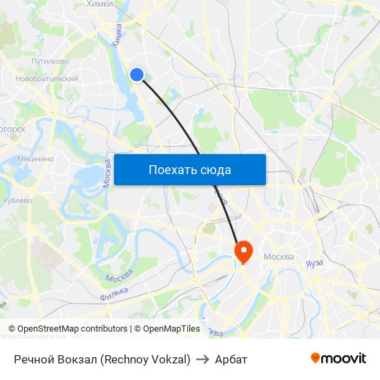 Речной Вокзал (Rechnoy Vokzal) to Арбат map