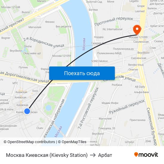 Москва Киевская (Kievsky Station) to Арбат map