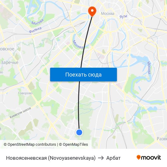 Новоясеневская (Novoyasenevskaya) to Арбат map