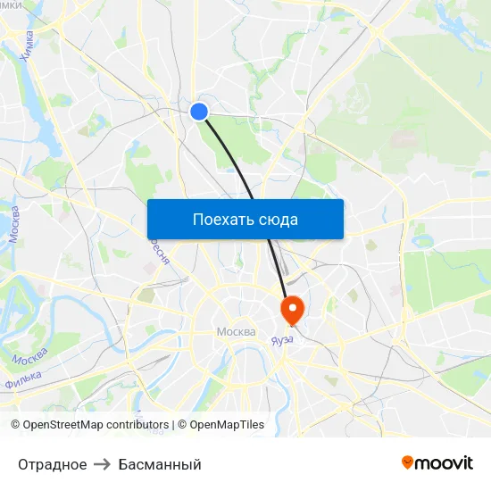 Отрадное to Басманный map