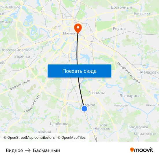 Видное to Басманный map