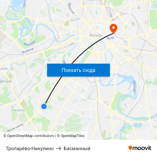 Тропарёво-Никулино to Басманный map