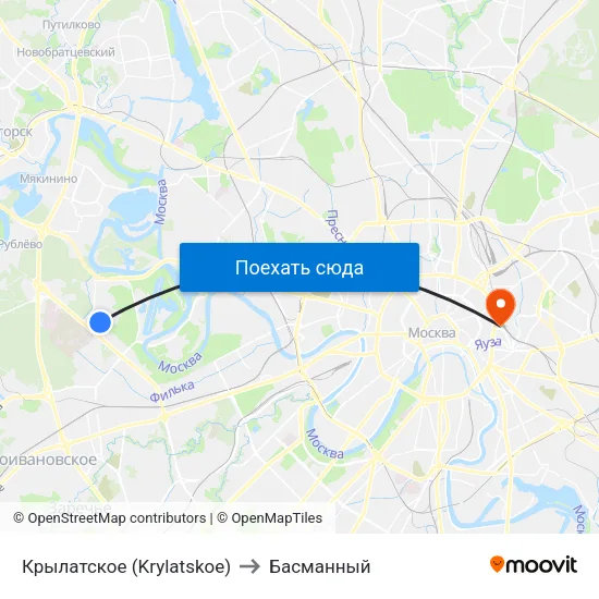 Крылатское (Krylatskoe) to Басманный map