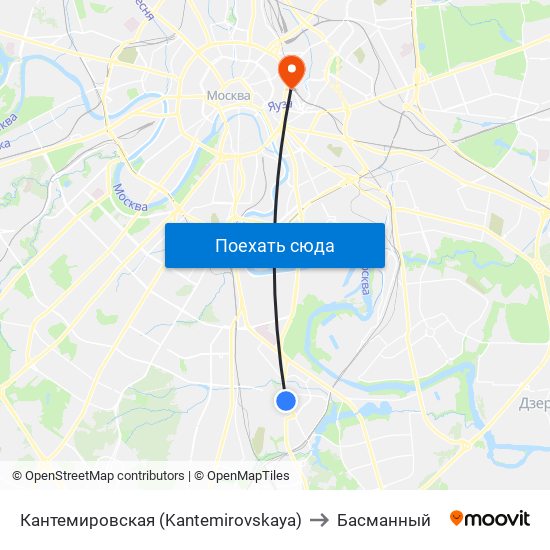 Кантемировская (Kantemirovskaya) to Басманный map