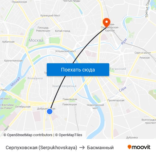 Серпуховская (Serpukhovskaya) to Басманный map