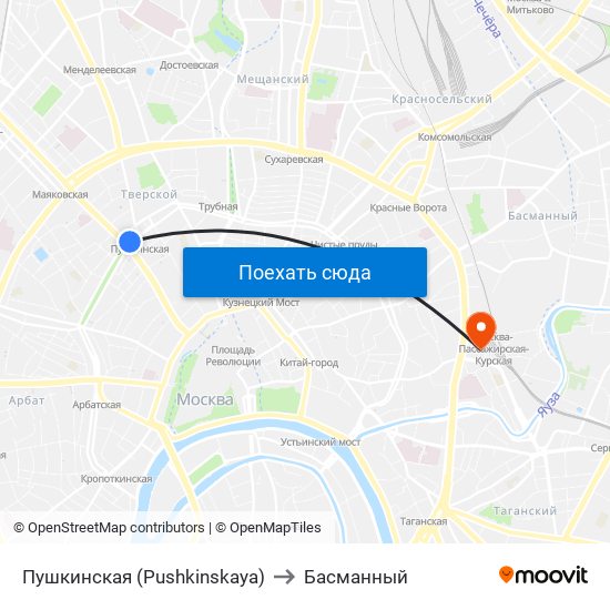 Пушкинская (Pushkinskaya) to Басманный map