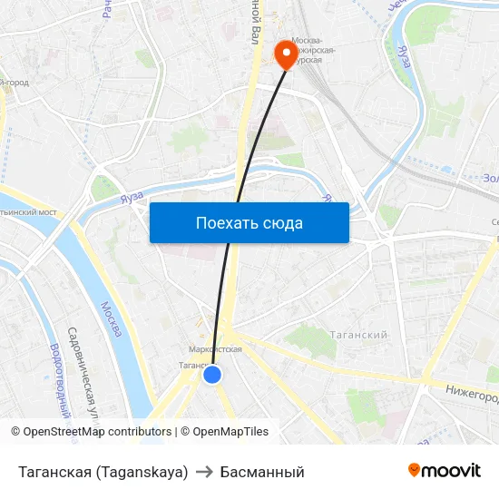 Таганская (Taganskaya) to Басманный map