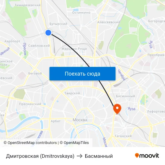 Дмитровская (Dmitrovskaya) to Басманный map