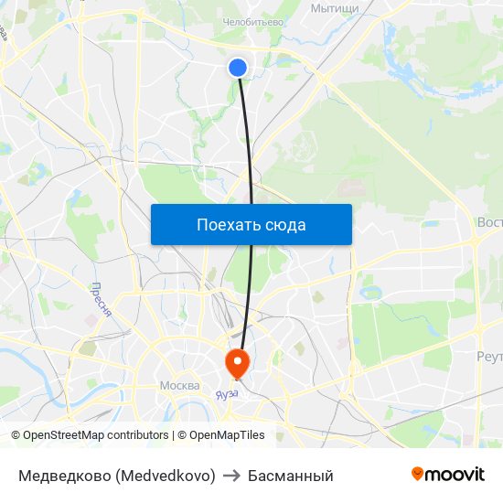 Медведково (Medvedkovo) to Басманный map