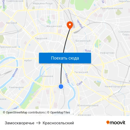 Замоскворечье to Красносельский map