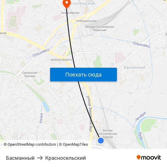 Басманный to Красносельский map