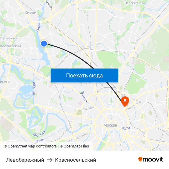 Левобережный to Красносельский map