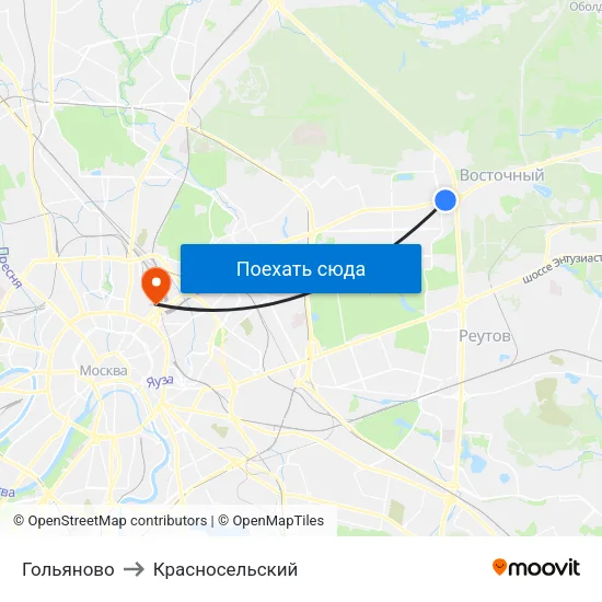 Гольяново to Красносельский map