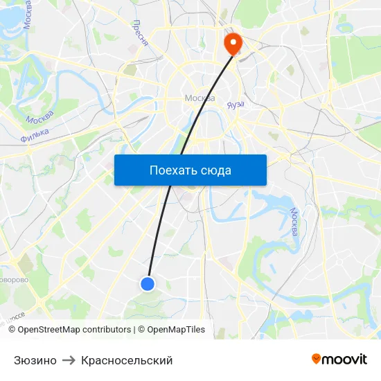 Зюзино to Красносельский map