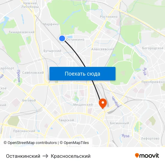 Останкинский to Красносельский map