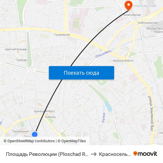 Площадь Революции (Ploschad Revolyutsii) to Красносельский map