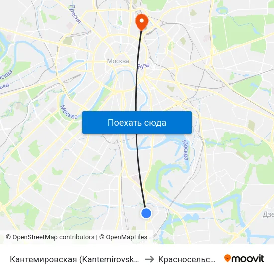 Кантемировская (Kantemirovskaya) to Красносельский map