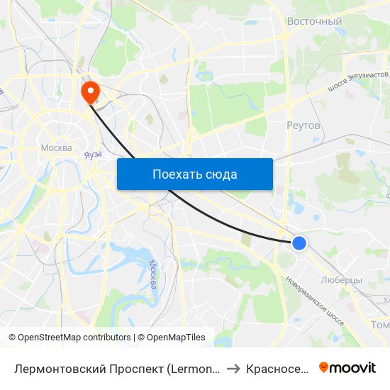 Лермонтовский Проспект (Lermontovsky Prospekt) to Красносельский map