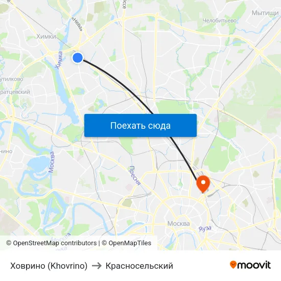 Ховрино (Khovrino) to Красносельский map