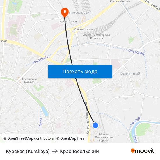 Курская (Kurskaya) to Красносельский map