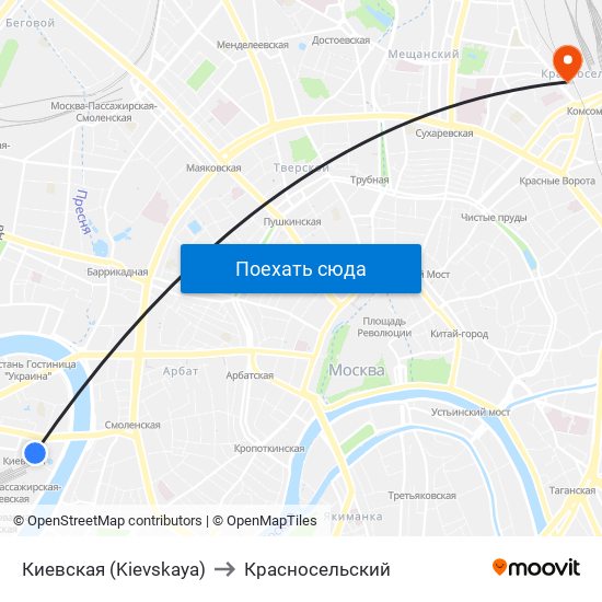 Киевская (Kievskaya) to Красносельский map
