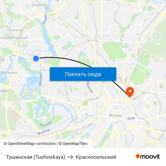 Тушинская (Tushinskaya) to Красносельский map