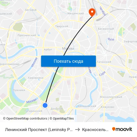 Ленинский Проспект (Leninsky Prospekt) to Красносельский map